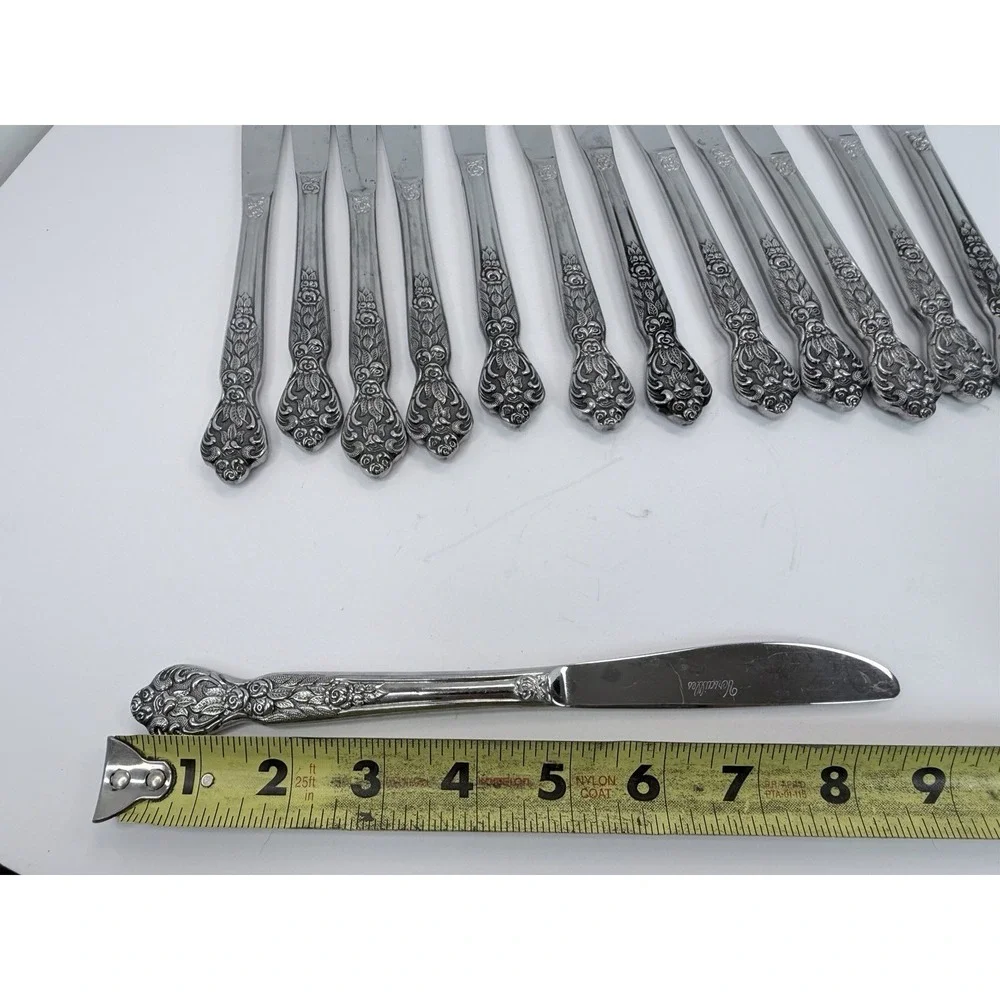Versailles Dinner Knives Stainless by MSI Japan Set Of 13 Floral